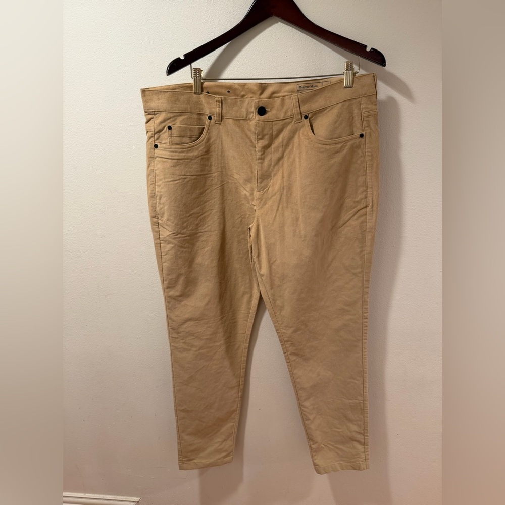 Mizzen+Main Beige Slim Fit Corduroy Pants